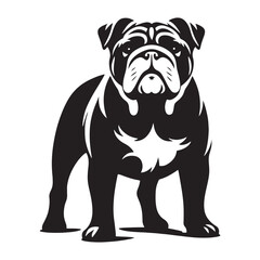 Classic Bulldog silhouette capturing the breed’s strength and loyalty - Bulldog illustration - minimal Bulldog vector - dog silhouette

