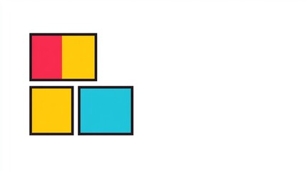 Bold colored squares neatly arranged create a vibrant abstract design. AI Generated