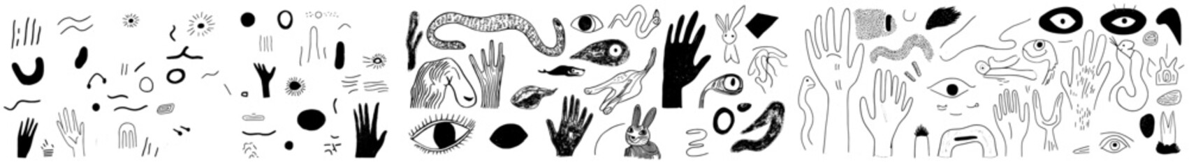 This modern illustration set of trendy fashion hand-drawn doodles can be used for decorating portrait photos, creating banners, social posts, and web content