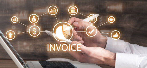 Invoice and online digital statements. Business concept
