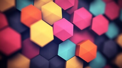 Obraz premium Vibrant colorful hexagons subtly shift creating a playful geometric pattern. AI Generated