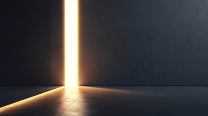 Warm light dramatically illuminates a dark concrete room creating a hopeful atmosphere. AI Generated