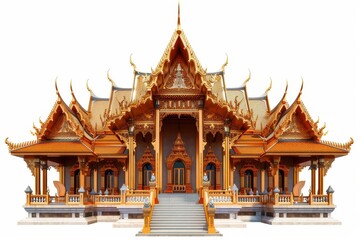 Naklejka premium Traditional thai temple thailand architecture vibrant colors front view cultural heritage