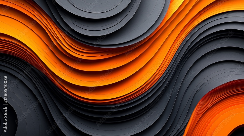Poster abstract orange and gray wavy layers background design