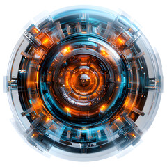 Abstract Glowing Spherical Tech Design on Transparent Background