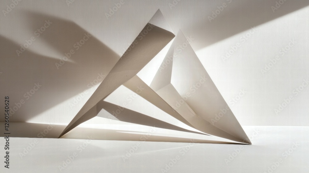 Aufkleber abstract paper art with shadow and light in a minimalist setting