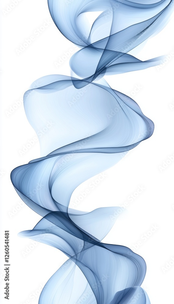 Canvas Prints abstract blue wispy ribbon isolated on white illustrating flow and movement with varied line weight