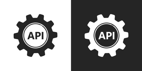 API interface icon black and white vector design