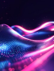 Fototapeta premium abstract futuristic background with pink blue glowing neon moving high speed wave lines and bokeh lights. Data transfer concept Fantastic wallpaper