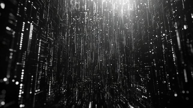 Intense digital landscape fiery data streams flow