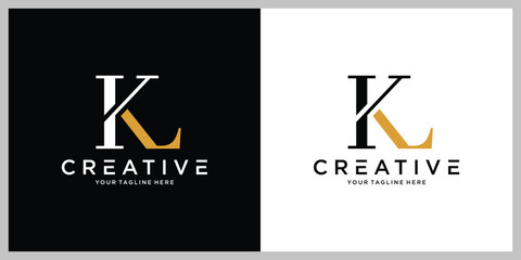 Luxury Initial KL or LK Monogram Text Letter Logo Design