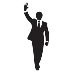Unique and bold Waving Person silhouette with an open and engaging gesture - waving person silhouette - waving person vector - waving person illustration - wave silhouette - waving vector
