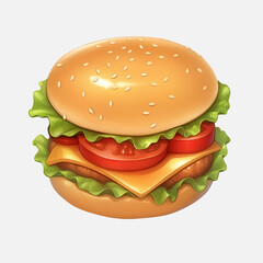 3D burger isolated on plain white background