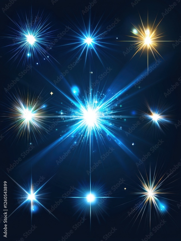 Aufkleber light effect. lens flares, glow light starburst effects with sparkles and rays. christmas design rad