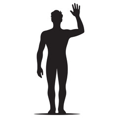 Fototapeta premium Contemporary Waving Person silhouette perfect for stylish and modern art - waving person silhouette - waving person vector - waving person illustration - wave silhouette - waving vector 