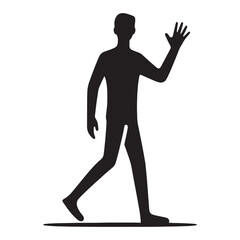 Clean and polished Waving Person silhouette designed for greeting-based concepts - waving person silhouette - waving person vector - waving person illustration - wave silhouette - waving vector
