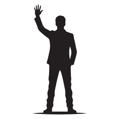 Fototapeta premium Charming Waving Person silhouette perfect for friendly and warm imagery - waving person silhouette - waving person vector - waving person illustration - wave silhouette - waving vector 