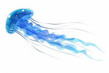 Blue jellyfish isolated on white background