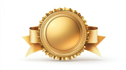 Golden seal with ribbons achievement award success celebration prestige honor victory triumph excellence quality recognition accomplishment reward