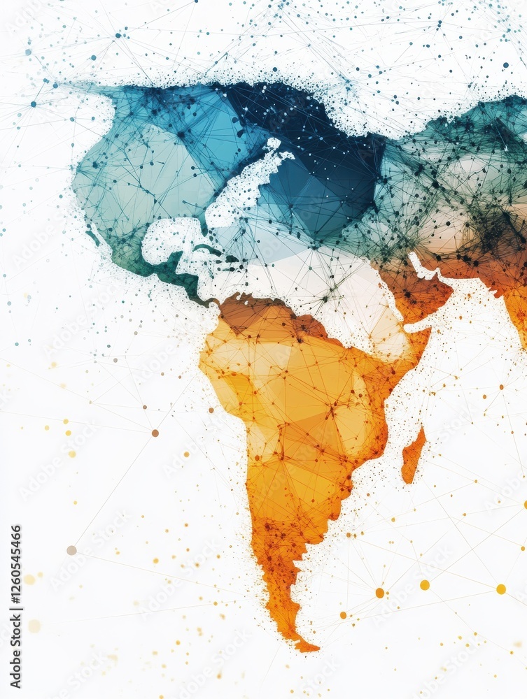 Poster networking world map texture, low poly earth map. vector global communication concept. illustration 