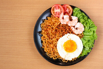 Delicious Indonesian Mie Goreng with Shrimp, Egg, and Vegetables