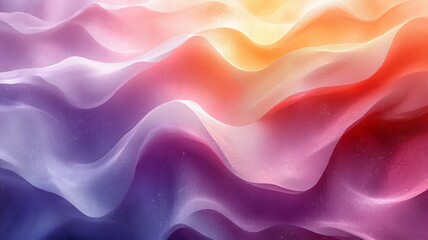 Fototapeta premium Abstract flowing waves in vibrant hues of purple, orange, and pink, creating a dynamic and visually captivating backdrop for creative projects.