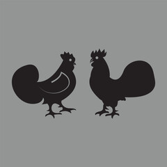Two Roosters Silhouette