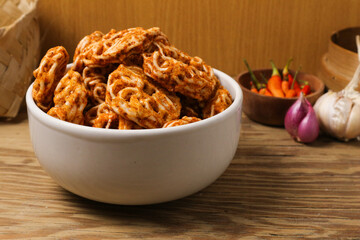 Spicy Indonesian Kerupuk Snacks in a Bowl