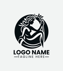 Nymph Logo Design, Mythical Creature Logo, Fantasy Character Logo