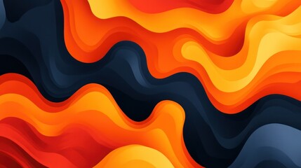 Dynamic Waves Abstract Background in Orange, Yellow, and Navy Colors