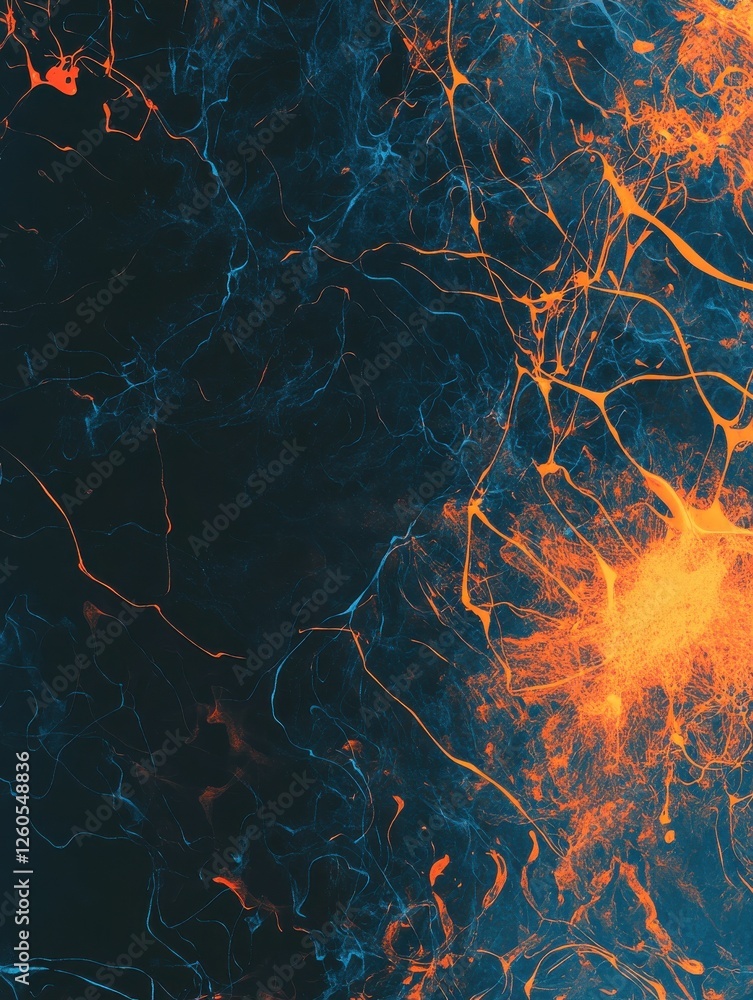 Aufkleber abstract blue and orange background with lines - generative ai