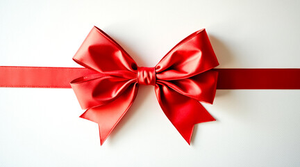classic red satin ribbon tied into a perfect bow