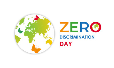 Zero Discrimination Day is observed annually on March 1st to promote equality, inclusion, and the right of everyone to live a full and productive life. Hands and  Multicolored rainbow butterflies fly.