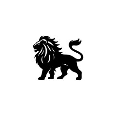 Fototapeta premium Simple Black Animal Silhouette Logo Lion