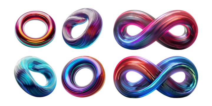 Colorful Abstract Swirls and Infinity Shapes in Vibrant Design