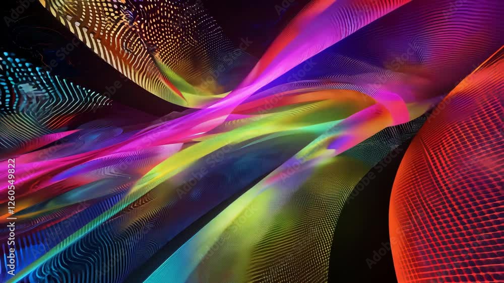 Poster vibrant abstract digital art: exploring colour, texture, and dynamic patterns