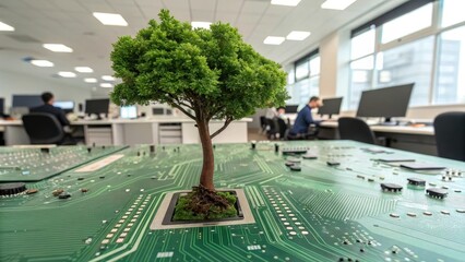 Innovative Concept of Nature and Technology Merging in Modern Office Environment