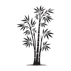 Fototapeta premium Bamboo Tree silhouette offering a stylish and minimal botanical look - Bamboo tree illustration - Bamboo tree vector - Bamboo silhouette 