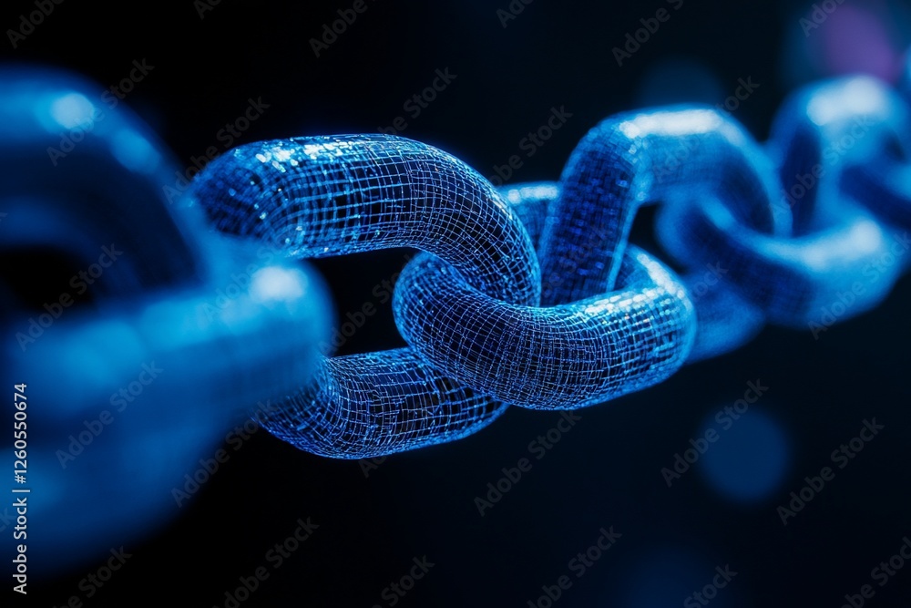 Poster digital chain link security network, dark background