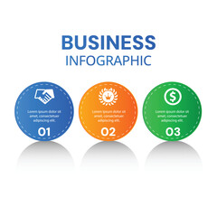 Modern minimalist circle infographic template with 3 options or steps with icons design