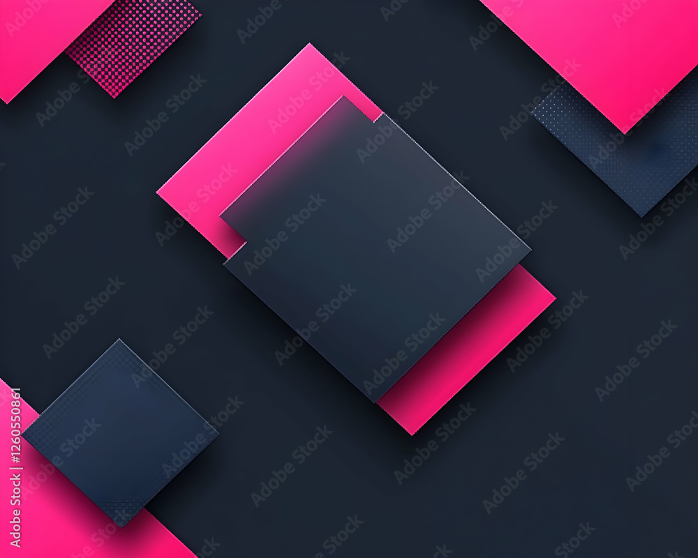 Aufkleber abstract geometric background featuring overlapping pink and dark gray squares, creating a modern an
