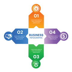 Stylish infographic layout 4 step with icons chart list design