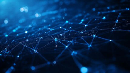 Realistic 3d molecular model with luminous connections on vibrant digital blue science background