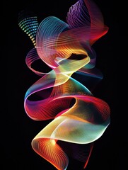 Naklejka premium A dynamic graphic with colorful lines that swirl and change shape, creating a sense of movement and energy.
