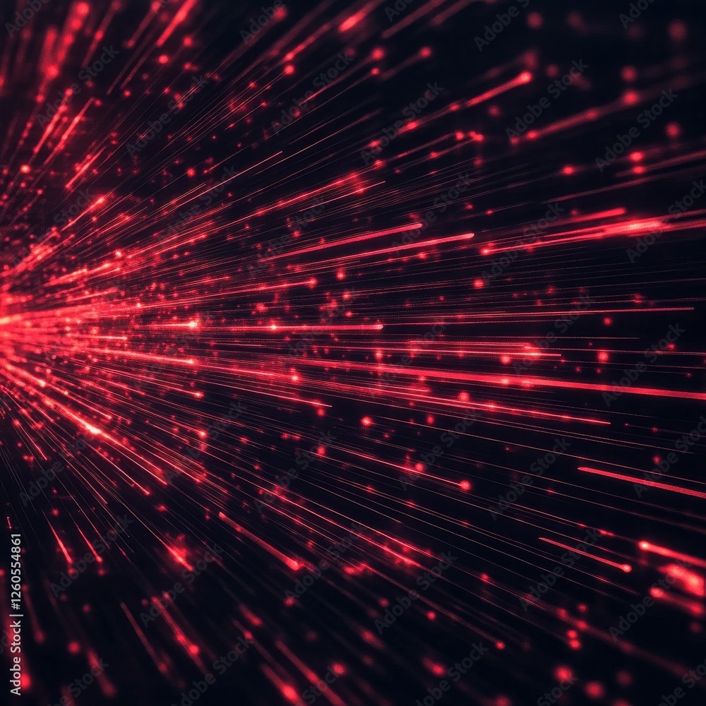Poster abstract red and black background with dynamic light streaks, ideal for tech and digital designs.