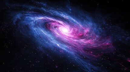 Obraz premium Beautiful Spiral Galaxy with Colorful Nebula in Deep Space Background
