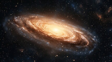 Fototapeta premium Swirling Spiral Galaxy in Deep Space with Bright Center and Stars