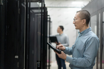 engineer working in data center