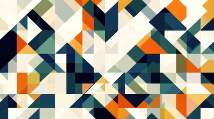 Abstract Geometric Composition with Triangles and Squares in Earthy Tones