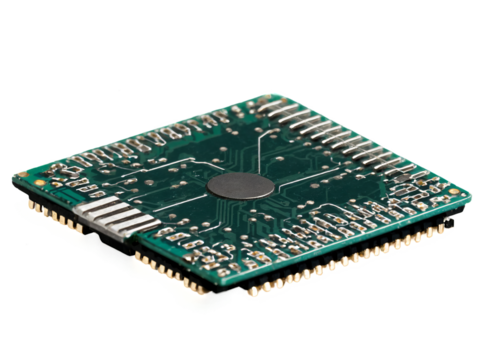 Microchip with intricate circuitry details, showcasing technology and design - Powered by Adobe